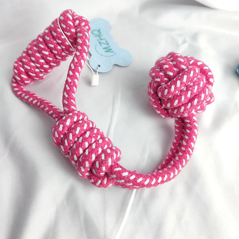 HULIANFU MZHQ 1 Solid color Cotton Rope Braided Labrador Training Molar Teeth Bite-Resistant Teeth Cleaning Dog Pet Toy Ball Dog Supplies - Deanwangkt