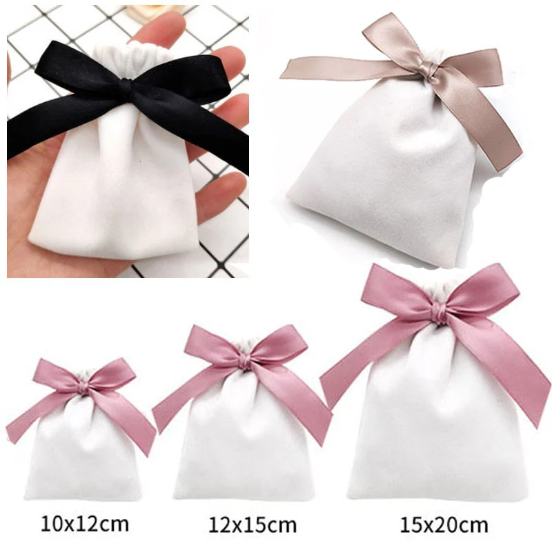 HULIANFU Velvet Gift Bags Jewelry Ribbon Sack 7x9cm 10x12cm 12x15cm pack of 50 Eyelashes Makeup Lipstick Drawstring Pouches - Deanwangkt