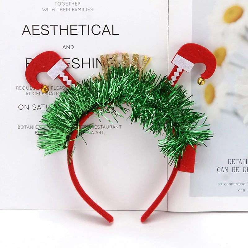 HULIANFU 2026  LED Light Christmas Headband Foil Tinsel Snowflake Ball Elven Feet New Year Hair Accessories For Girls Christmas Headband Light - Deanwangkt