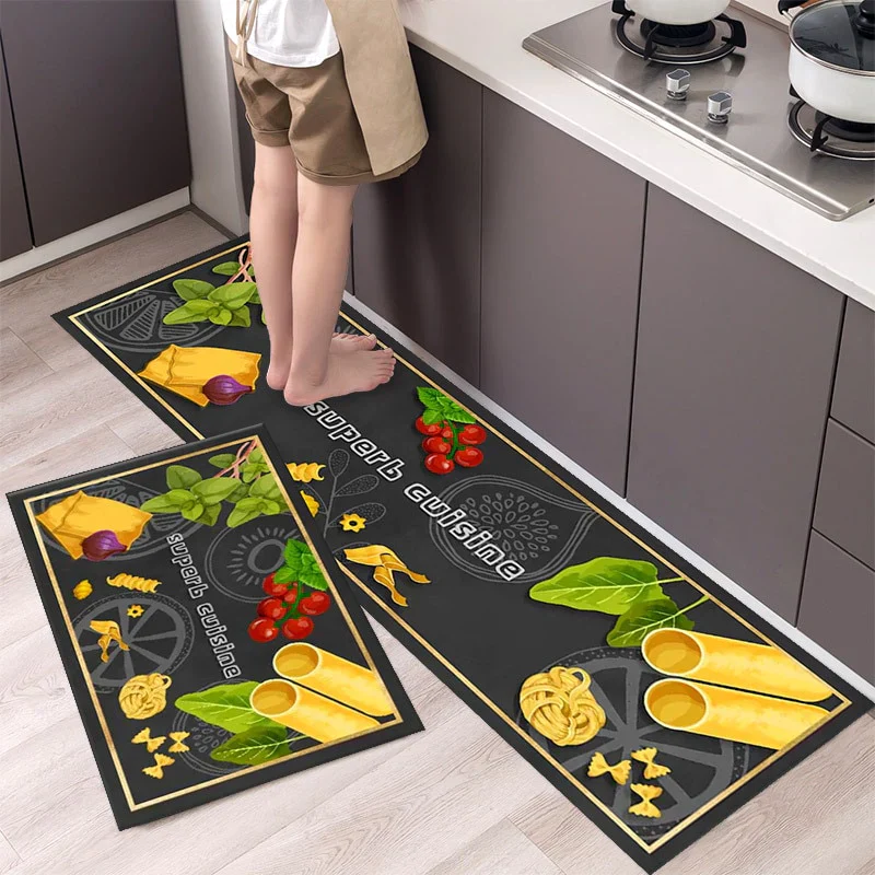 HULIANFU New Hot Sale Kitchen Floor Mat Tableware Pattern Entrance Doormat Bathroom Door Floormat Parlor Anti-slip Antifouling Long Rugs - Deanwangkt
