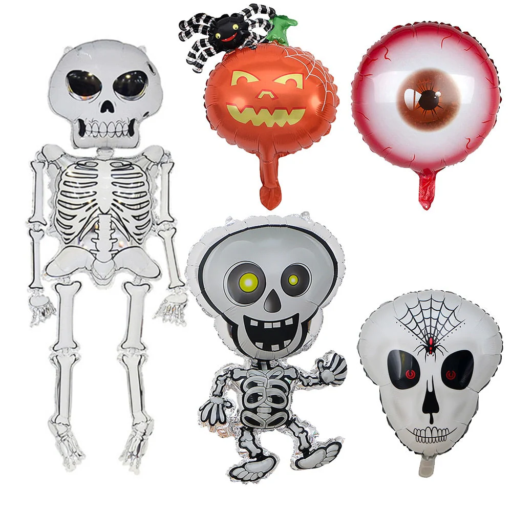 HULIANFU Large 86x165cm Skeleton Man Balloons Halloween Decorations Globos Scary Halloween Skull Ballons Halloween Party Home Decorations - Deanwangkt