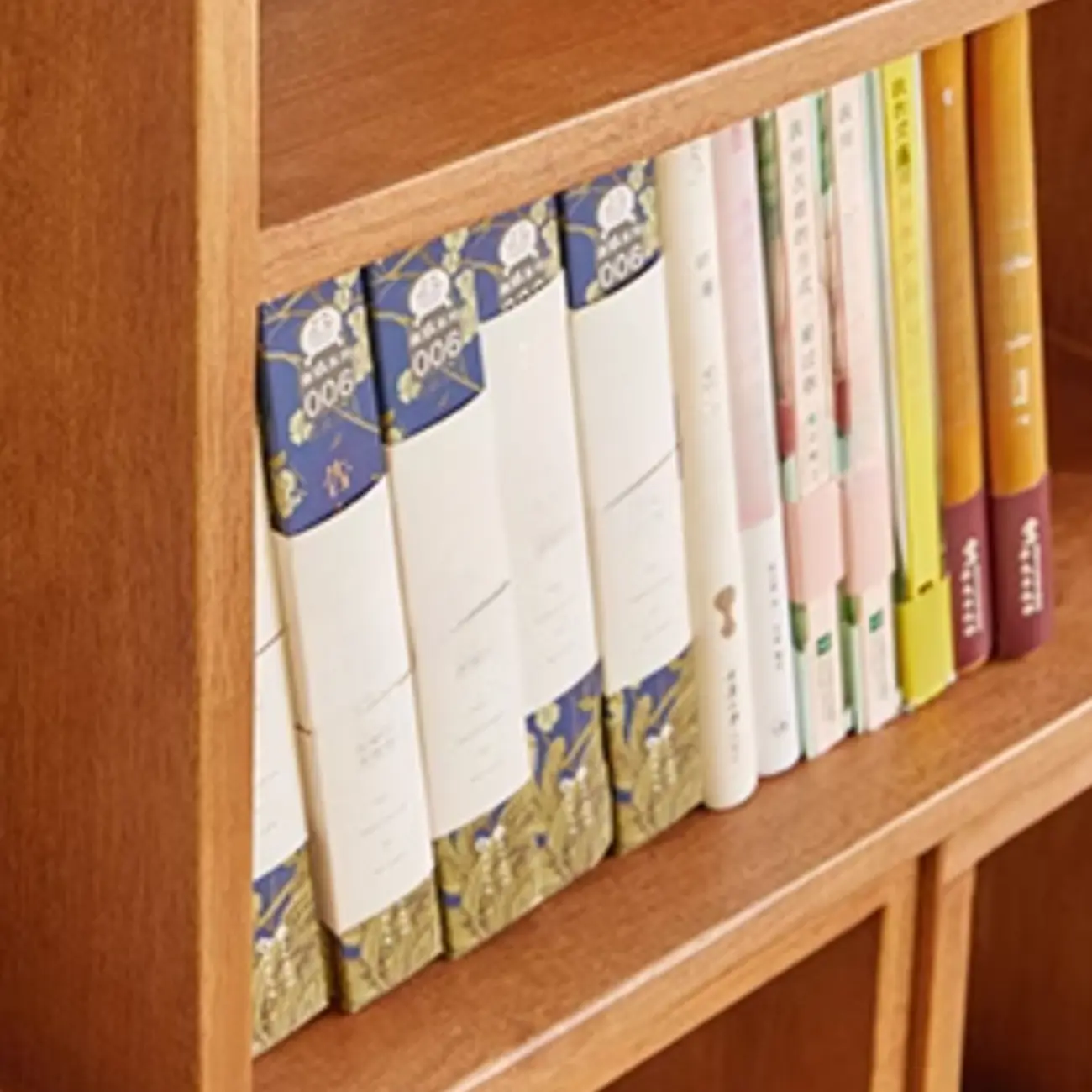 Rectangle Wooden Open Back Geometric Bookcase