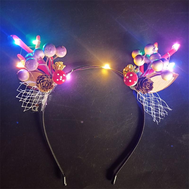 HULIANFU 2026  Luminous Elk Antler Headband Christmas Concert Forest Branch Deer Ear Headgear Hair Accessories Scenic Stage Show Photo Props - Deanwangkt