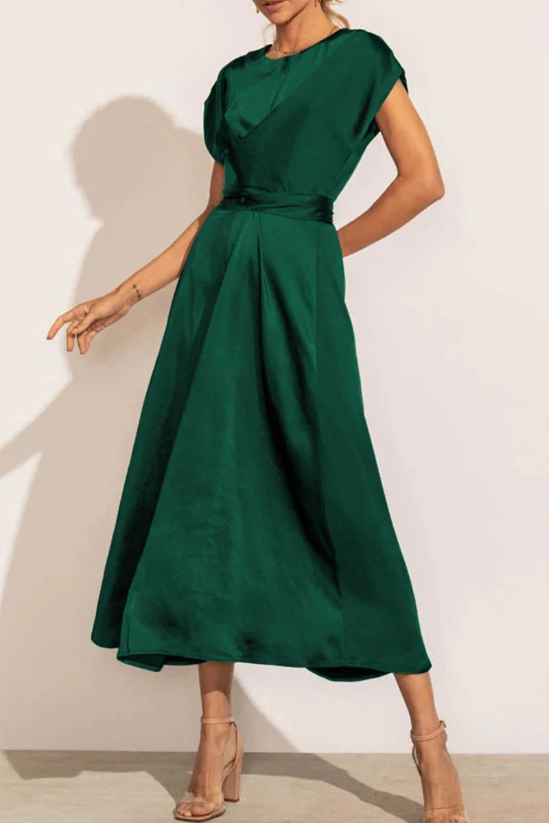 hulianfu Celebrities Elegant Solid Bandage U Neck Dresses(6 Colors) - Deanwangkt