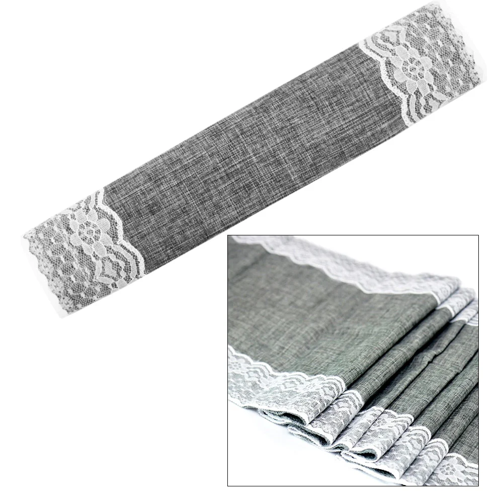 HULIANFU Rustic Burlap Lace Table Runner Natural Imitated Linen Tea Table Cover Table Runners for Wedding  Decor Christmas Birthday Party - Deanwangkt