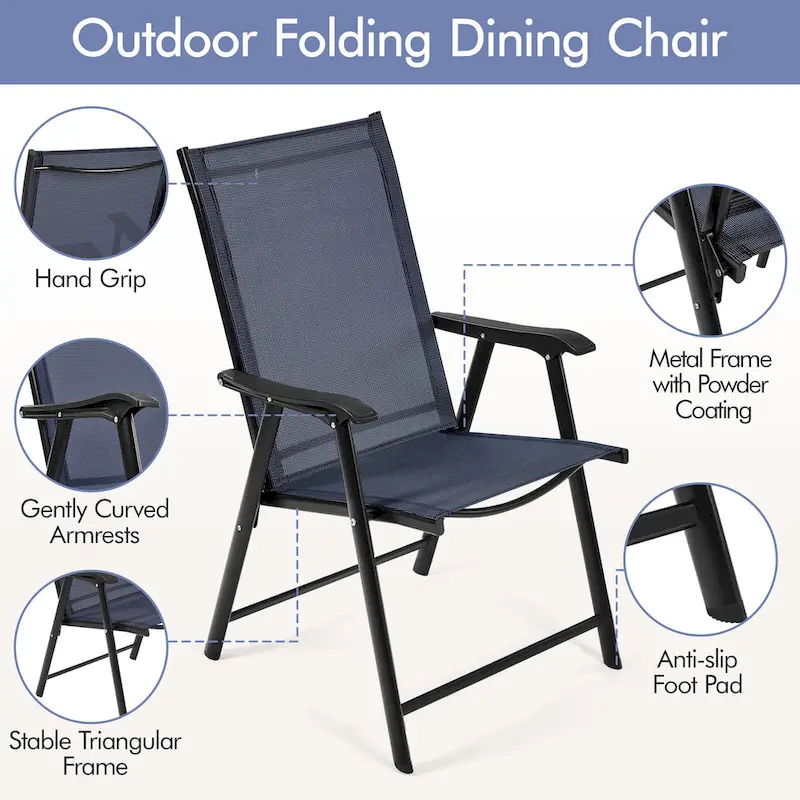 Yaheetech 4pcs Folding Dining Chairs Patio Dining Chairs with Backrest and Armrests