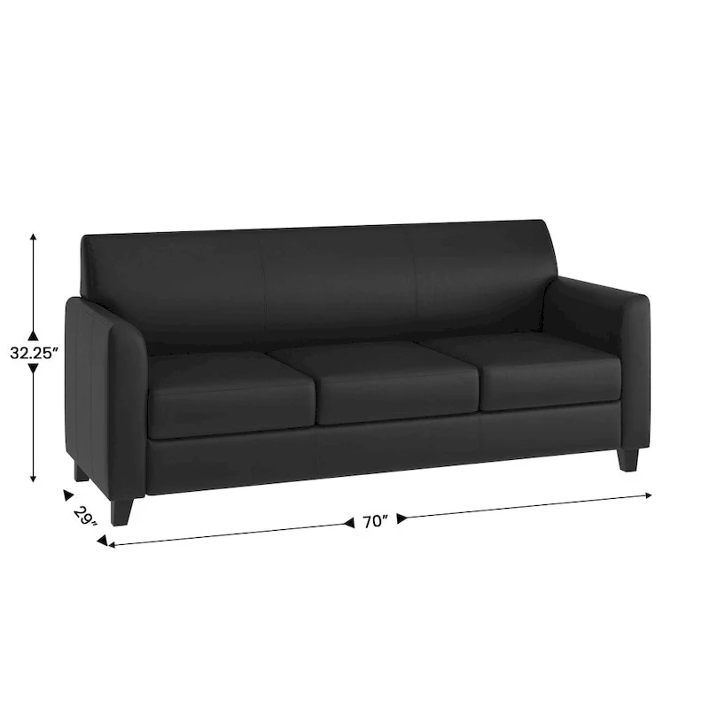 LeatherSoft Sofa with Clean Line Stitched Frame - 70W x 29D x 32.25H