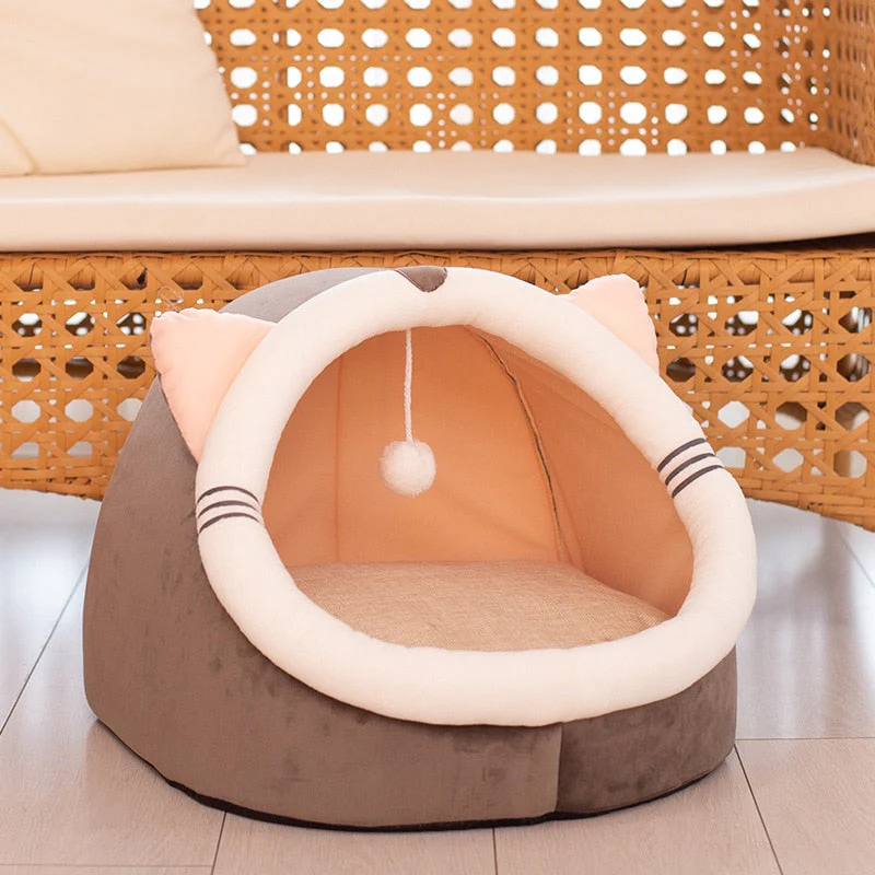 HULIANFU Warm Cozy Pet Bed Dog & Cat Beds House Winter Sleeping Bag Portable Indoor Nest Puppies Tent with Removable Cushion Collapsible - Deanwangkt