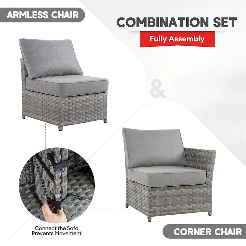 XIZZI 9-piece Patio Furniture Sectional Set with Swivel Rocking Chairs