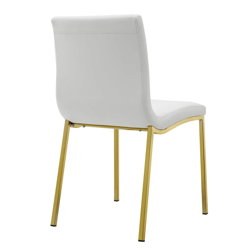 Scott Side Chair in White with Matte Brushed Gold Legs - Set of 2