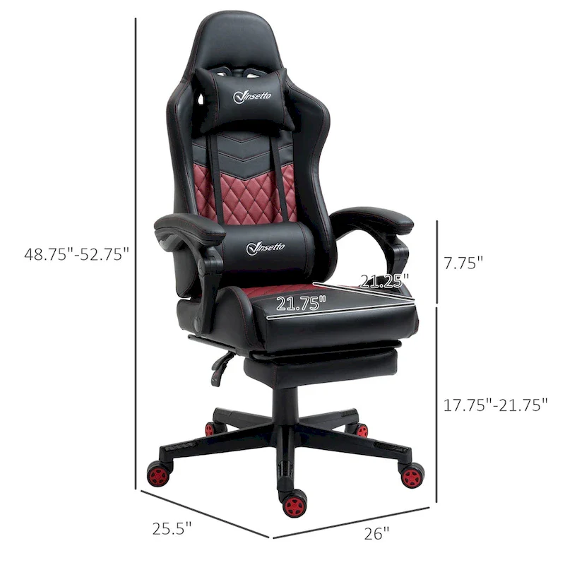 Vinsetto Gaming Chair Racing Style Office Ergonomic Chair Adjustable Height Swivel Recliner High Back PC Computer Desk Chair