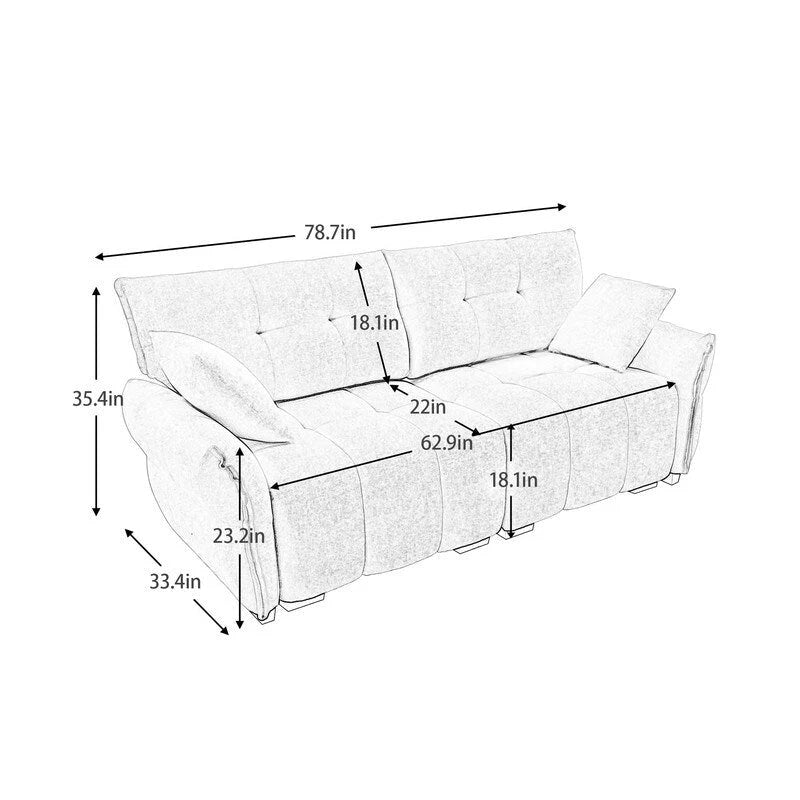 78.7 Chenille Two Seater Upholstered Sofa