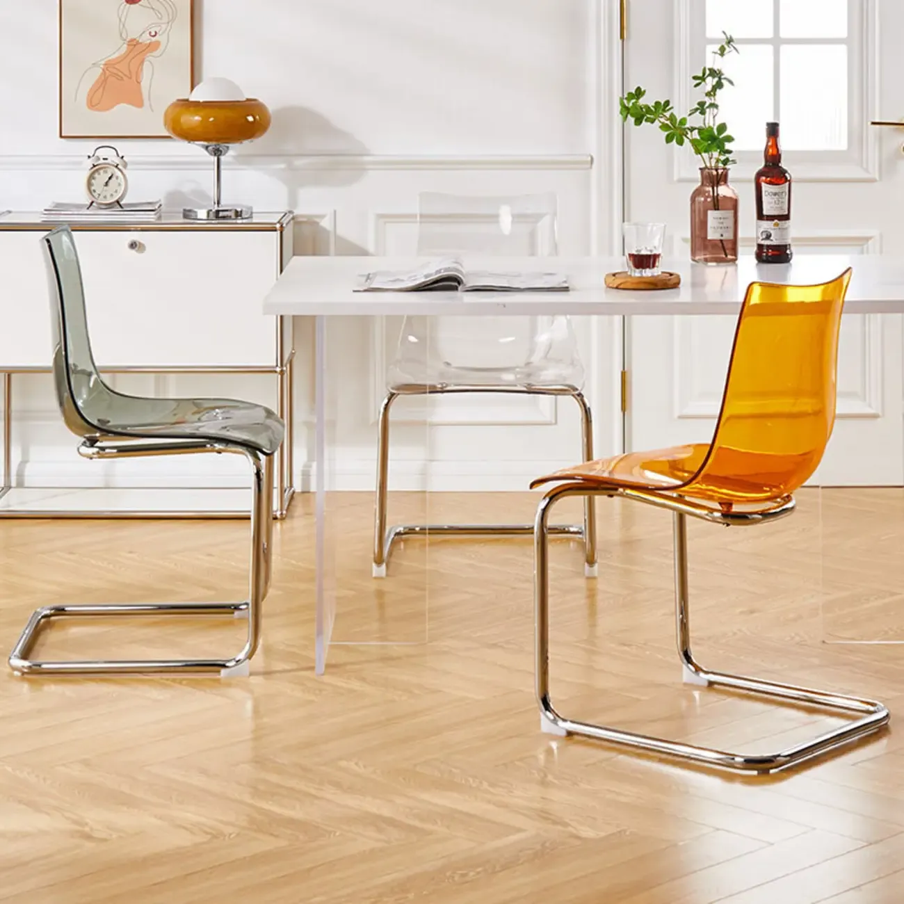 Modern Armless Plastic & Acrylic Dining Chair