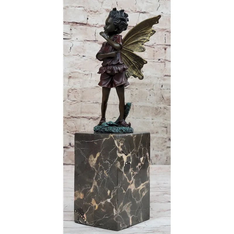 Very Beautifully Detailed Fairy Pure Hotcast Bronze Statue Signed No Reserve