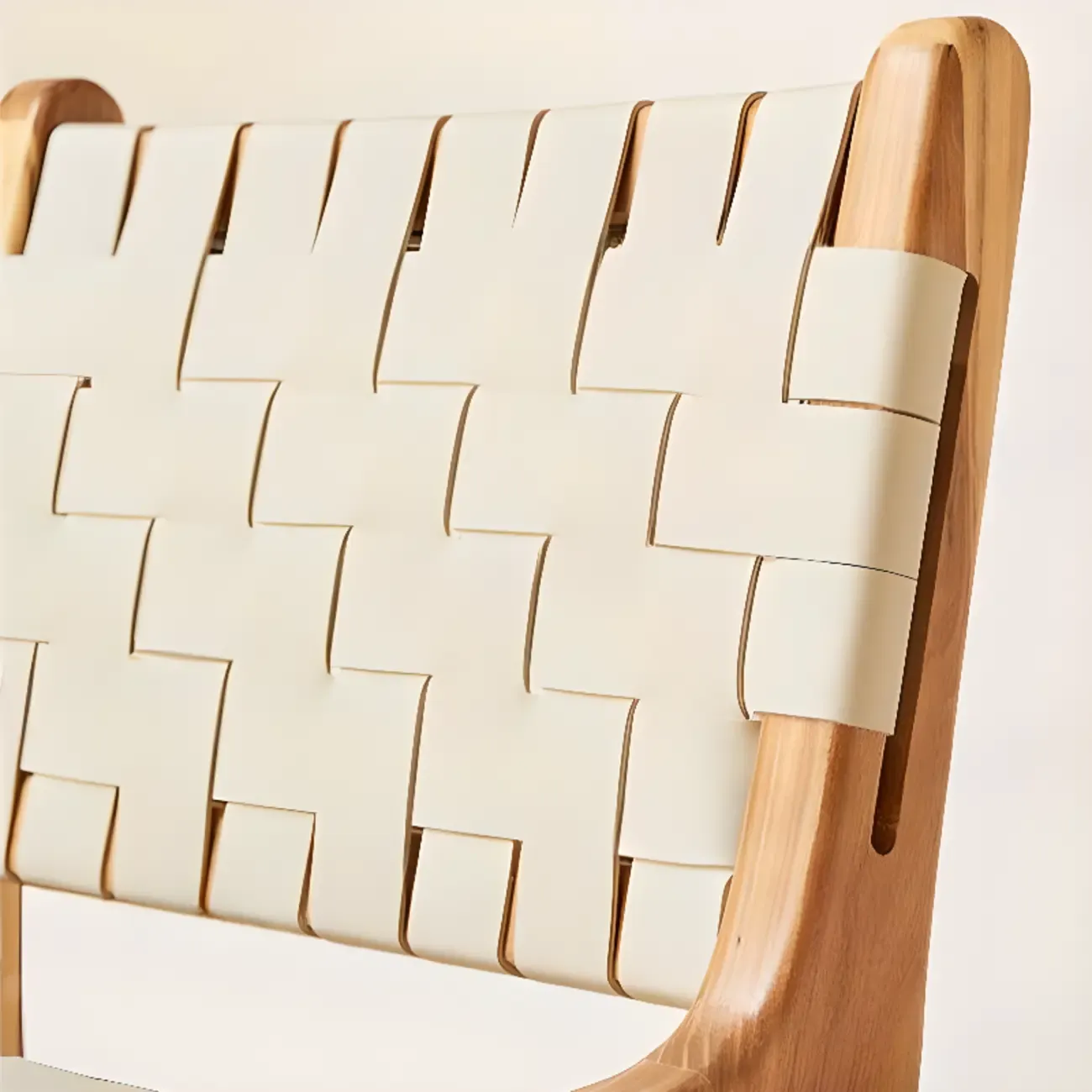 Rustic Faux Leather Wooden Woven Bar Stool