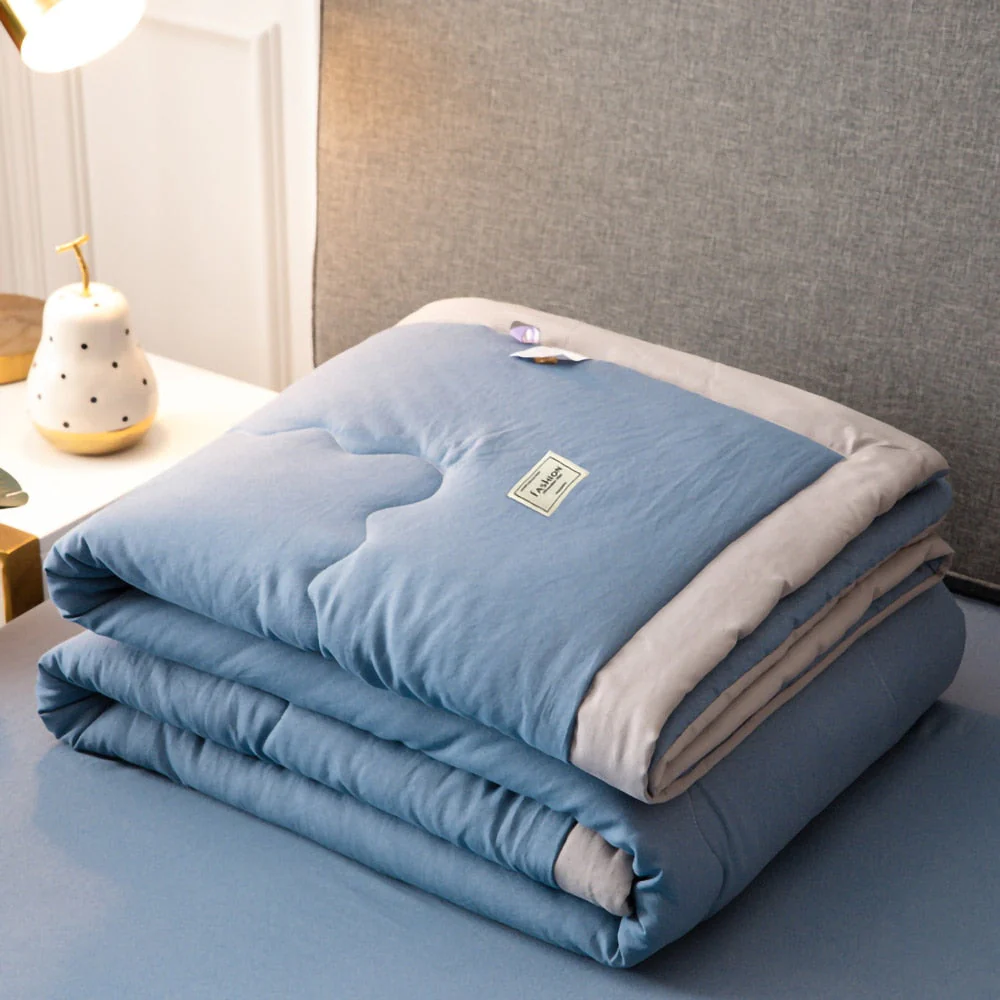 HULIANFU Summer Air Conditioning Quilt Washed Cotton Throw Blanket Quilting Thin Comforter Cooling Duvet Quilted Quilt Solid Color - Deanwangkt