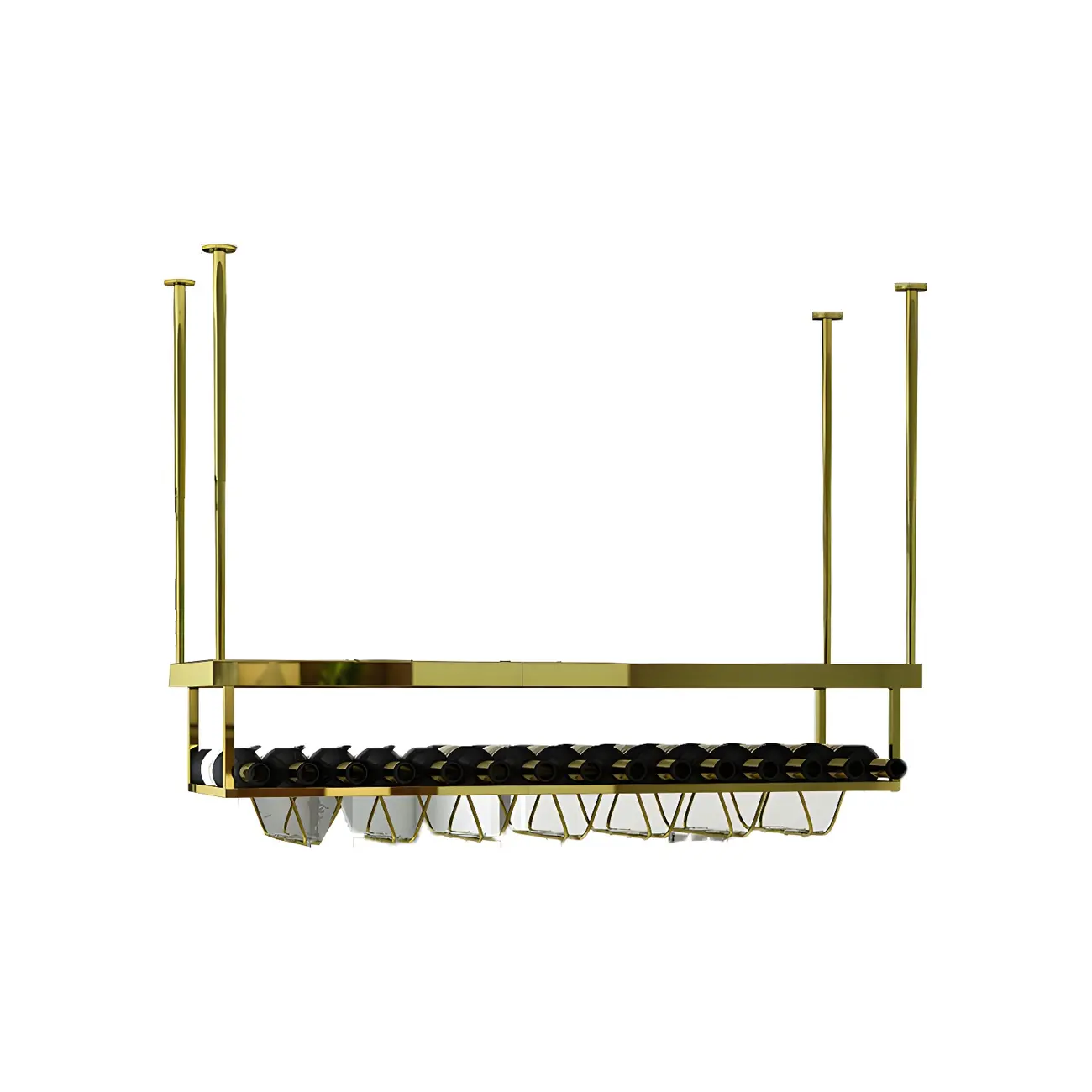 Modern Metal Hanging Wine Rack with Glass Holder