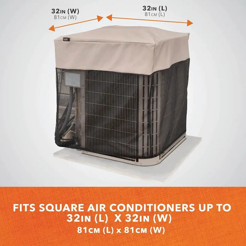 Modern Leisure Basics Square Air Conditioner Cover, 32  Square X 32 H, Black & Beige - 32 L x 32  W x 32  H