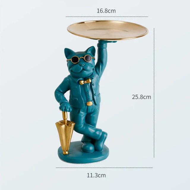 HULIANFU Nordic French Bulldog Sculpture Dog Statue Statue Jewelry Storage Table Decoration Gift Belt Plate Glasses Tray Home Art Statue - Deanwangkt