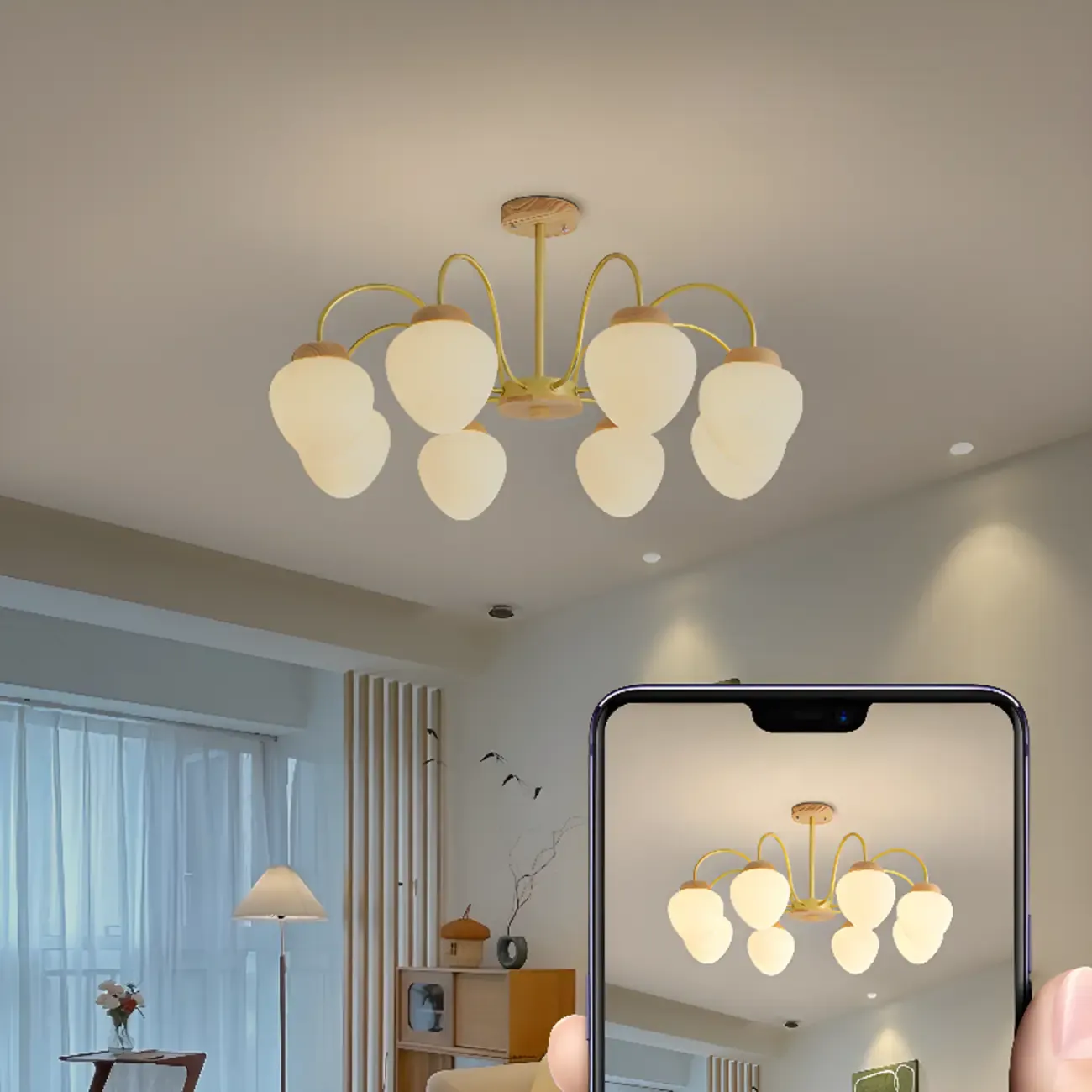 3/5/8-Light Modern Globe Ceiling Chandelier with Glass Shades
