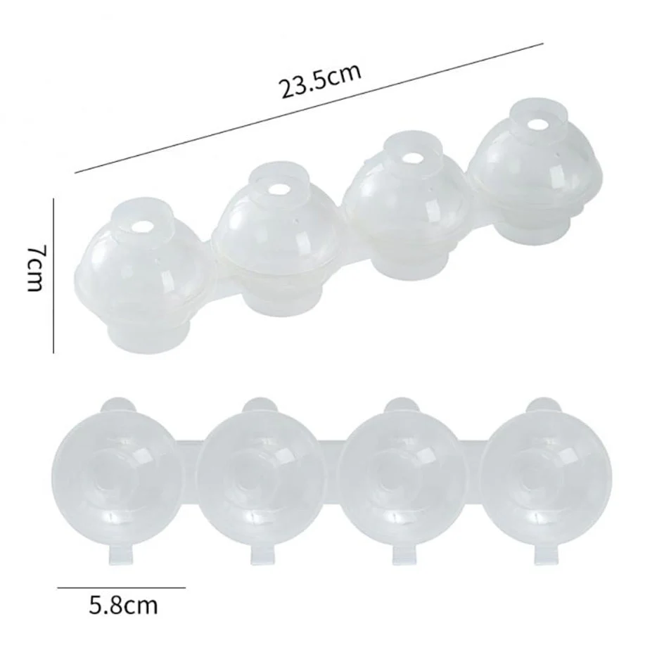 HULIANFU Round 4 Cavity Ice Mould Ice Ball Maker DIY Ice Cream Mold Plastic Whiskey Ice Cube Tray Bar Accessories Tool форма для льда - Deanwangkt