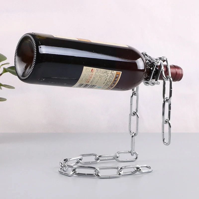 HULIANFU   YES Magic Metal Hanging Suspension Chain Wine Racks European Retro Creative Handmade Restaurant Bar Stand Bracket Display Stand - Deanwangkt