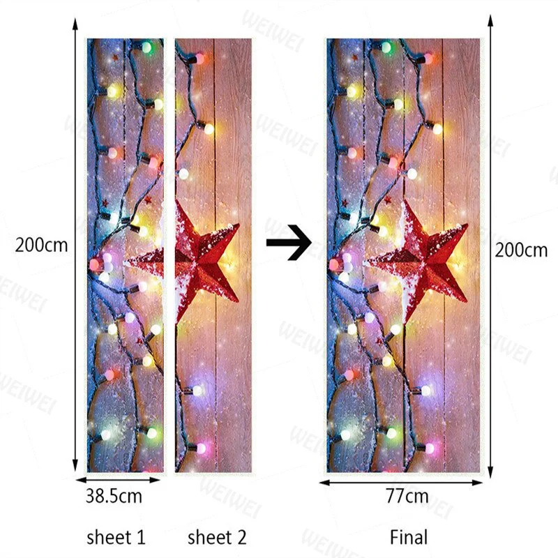 HULIANFU 2026  Christmas Light Red Five-Pointed Star Wallpaper Pvc Self-Adhesive Waterproof Mural Picture 3D Restaurant Door Stickers Christmas - Deanwangkt
