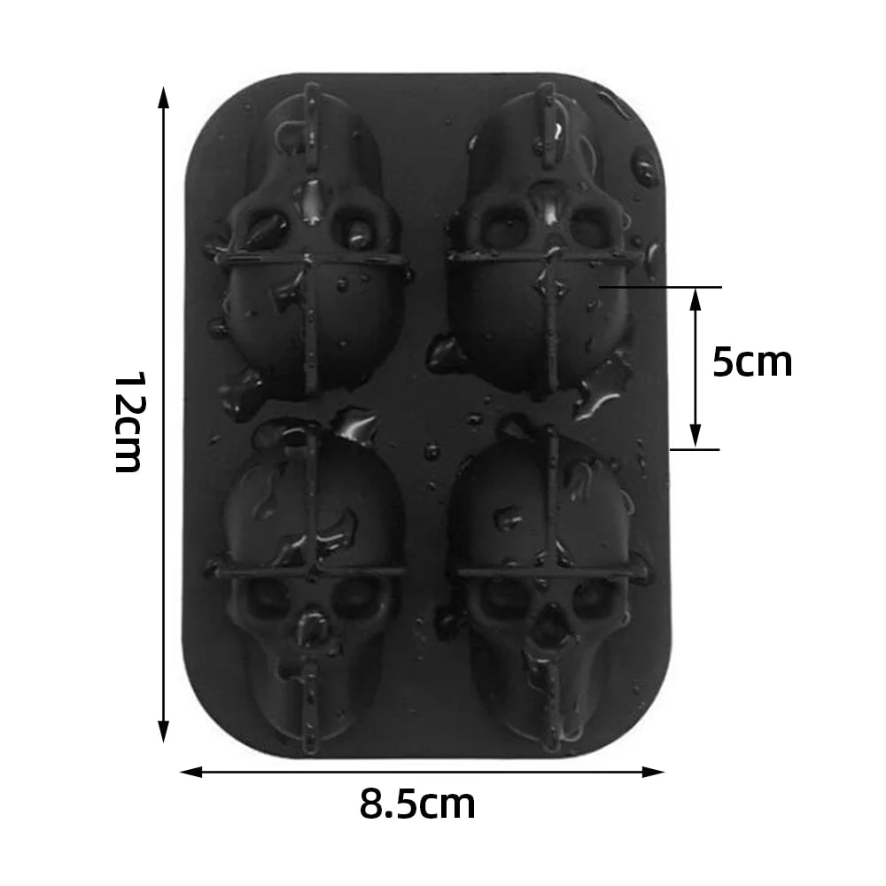 HULIANFU SILIKOLOVE Square Skull Ice Cube Maker Ice Ball Mold Silicone Ice Cube Trays for For Party Bar Summer Whisky Drinks - Deanwangkt