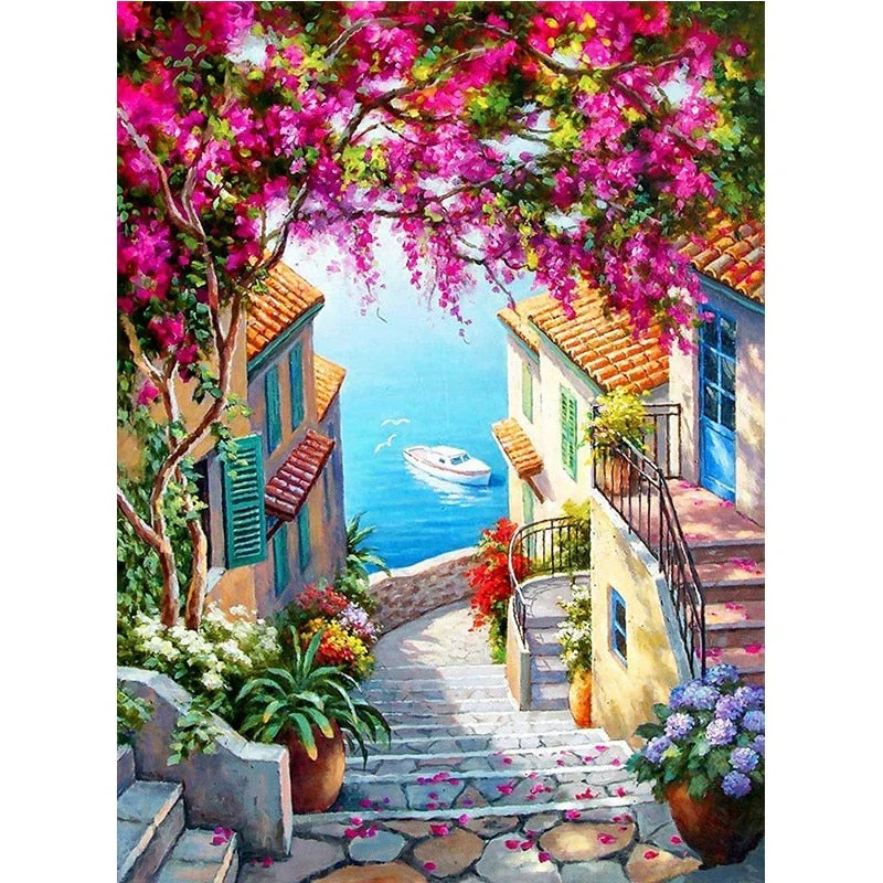 HULIANFU Sunset Scenery DIY 5D Diamond Painting Full Round Drill Mosaic Landscape Diamond Embroidery Picture Rhinestone Home Decor Gift - Deanwangkt