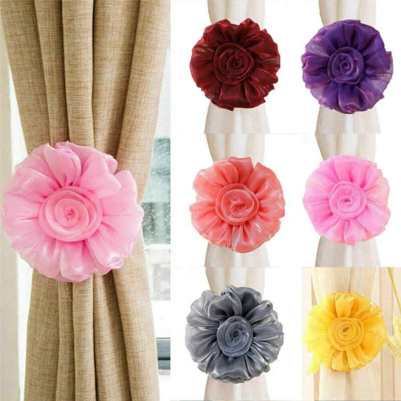 HULIANFU Modern Room Buckle Holder Magnetic Curtain Tieback Flower Strap Window Flower Curtain Tieback Clip-on Rose Tie Holder Decor - Deanwangkt