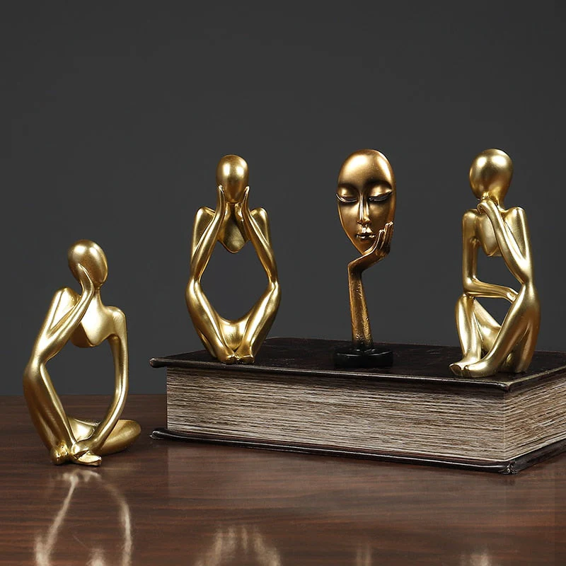 HULIANFU Thinker Statue Abstract Figure Sculpture Mini Character Statue Ornaments For Home Desktop Furnishings Home Decor Birthday Gift - Deanwangkt