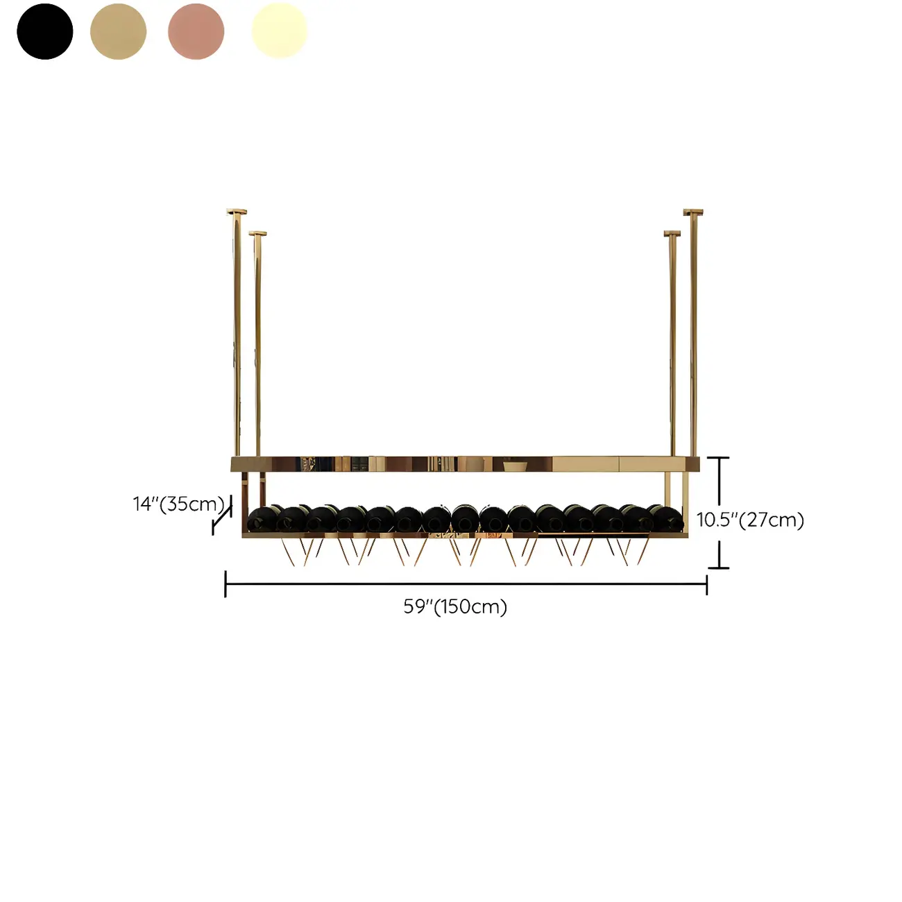 Modern Metal Hanging Wine Rack with Glass Holder