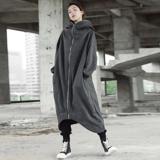 ZANZEA Winter Women Hooded Coats Female Long Sleeve Zip Long Jackets Oversized Fleece Overcoats Windbreakers Jackets Coats - Deanwangkt