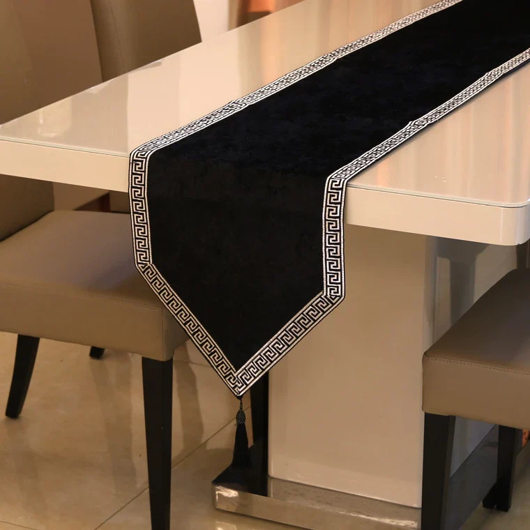 HULIANFU New Chinese high-end tablecloth flag shoes cabinet cover cloth European velvet bed runner simple color table cloth - Deanwangkt