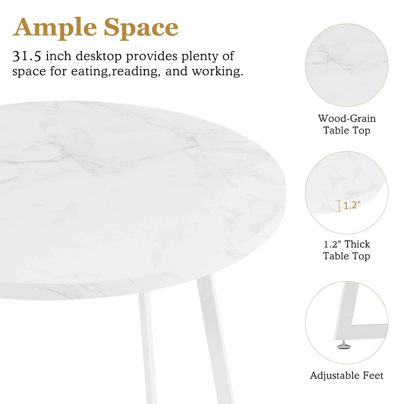 Javlergo 31.5 Round Dining Table Modern Leisure Table with Metal Leg