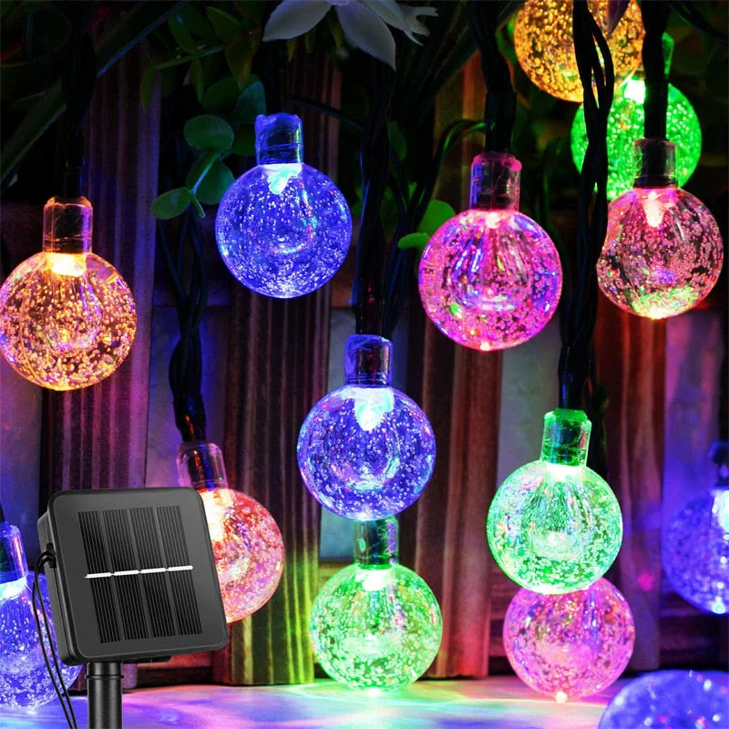 HULIANFU Solar String Lights Outdoor 60 Led Crystal Globe Lights with 8 Modes Waterproof Solar Powered Patio Light for Garden Party Decor - Deanwangkt