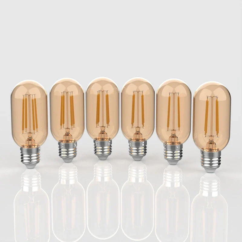 Vintage Non-Dimmable T45-4W LED Edison Glass Bulbs with E26 Base, Warm White 2700K, Tinted Amber (Pack of 6) by JONATHAN Y