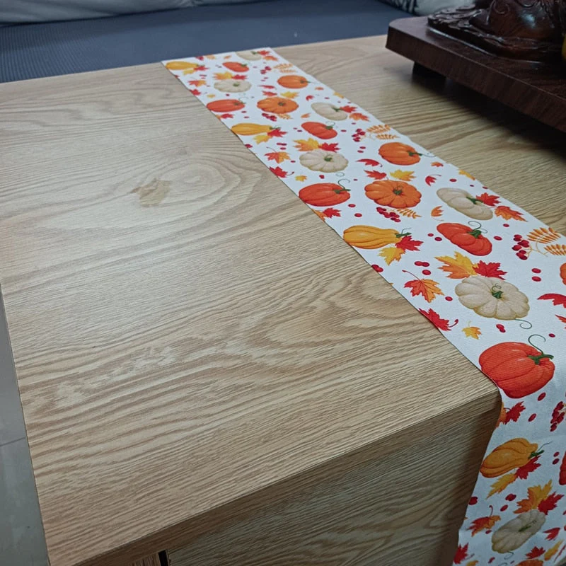 HULIANFU Thanksgiving Table Runner Pumpkin Maple Leaves Halloween Kitchen Dining Table Decoration Christmas For Outdoor Home Party Decor - Deanwangkt