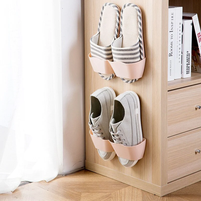 HULIANFU wall-mounted shoe rack Shoes Hanger home storage three-dimensional wall slippers shelf high heels sports shoes storage rack - Deanwangkt