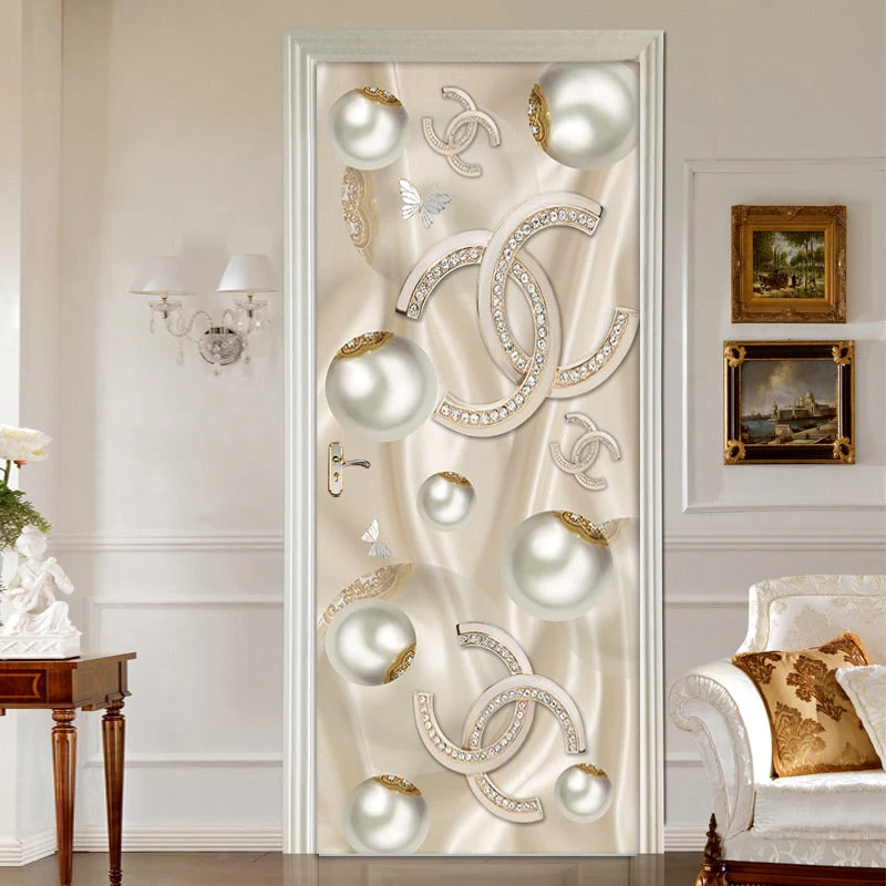HULIANFU 2026  PVC Self-Adhesive Waterproof Door Sticker Modern 3D Abstract Line Mural Wallpaper Living Room Study Home Decor Art Door Poster - Deanwangkt