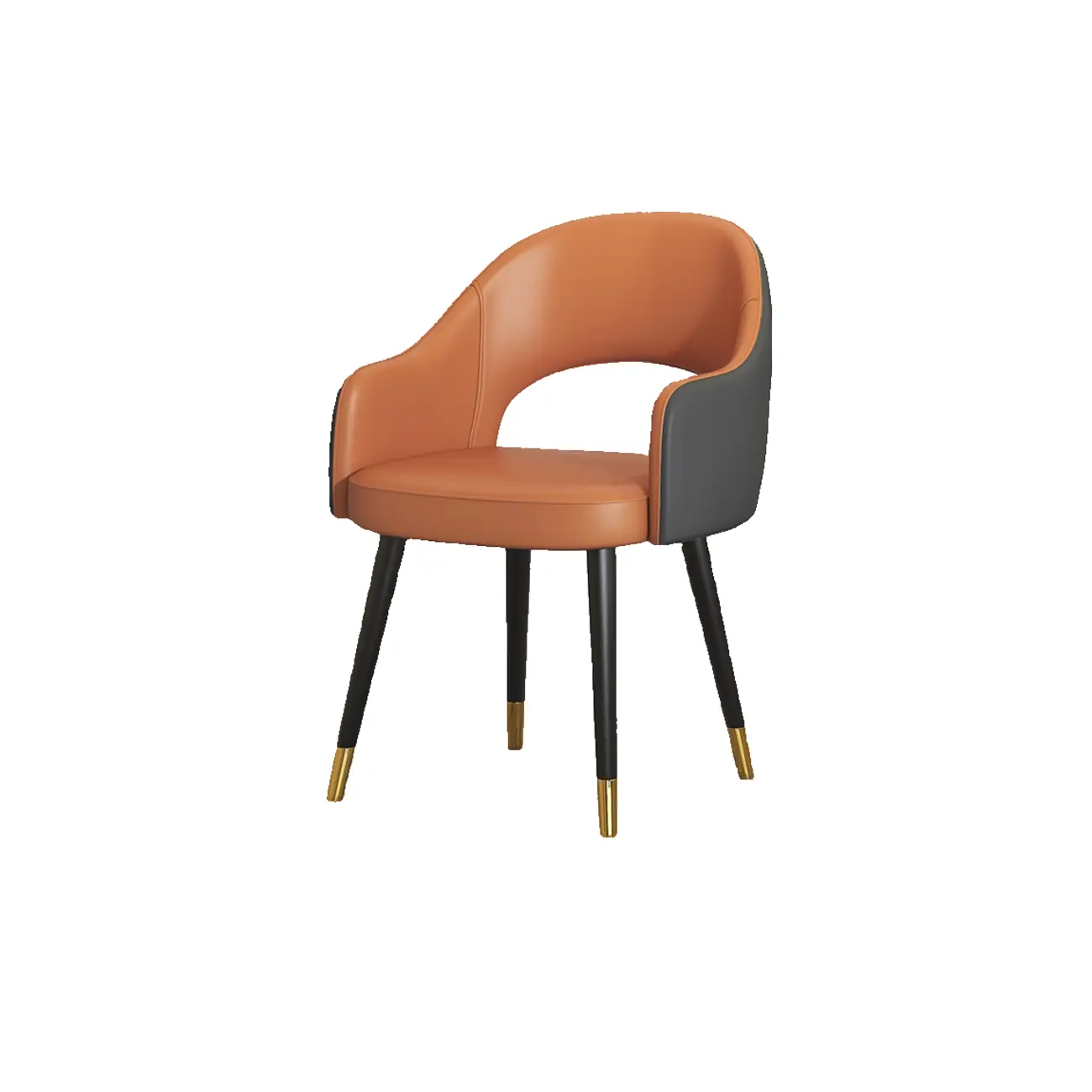 Open Curved Back Leather Armrest Dining Chairs