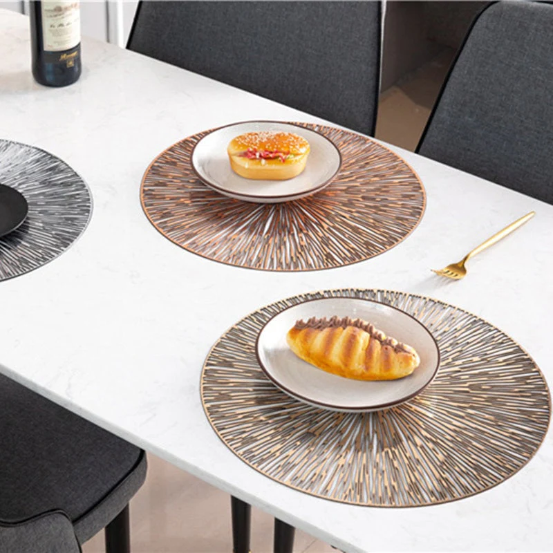 HULIANFU Round Hollow PVC Placemats For Kitchen Dinning Table Mat Insulation Pads Drink Coffee Cup Coasters Hotel Restaurant Home Decor - Deanwangkt