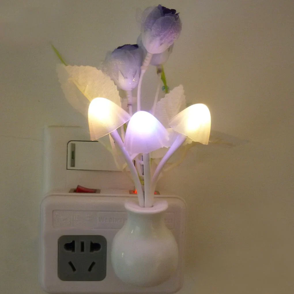 HULIANFU Novelty Night Light US Plug Induction Dream Mushroom Fungus Luminaria Lamp 220V 3 LED Mushroom Lamp led night lights - Deanwangkt