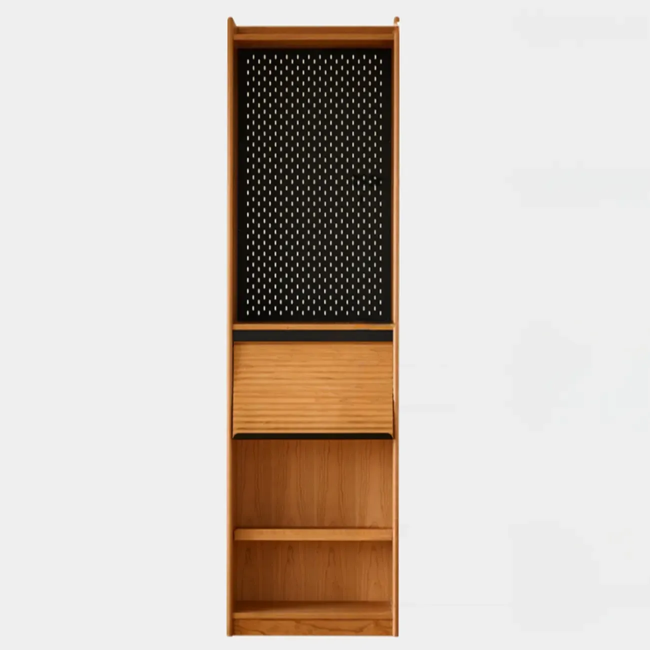 Adjustable Solid Wood Brown Display Cabinet with Light