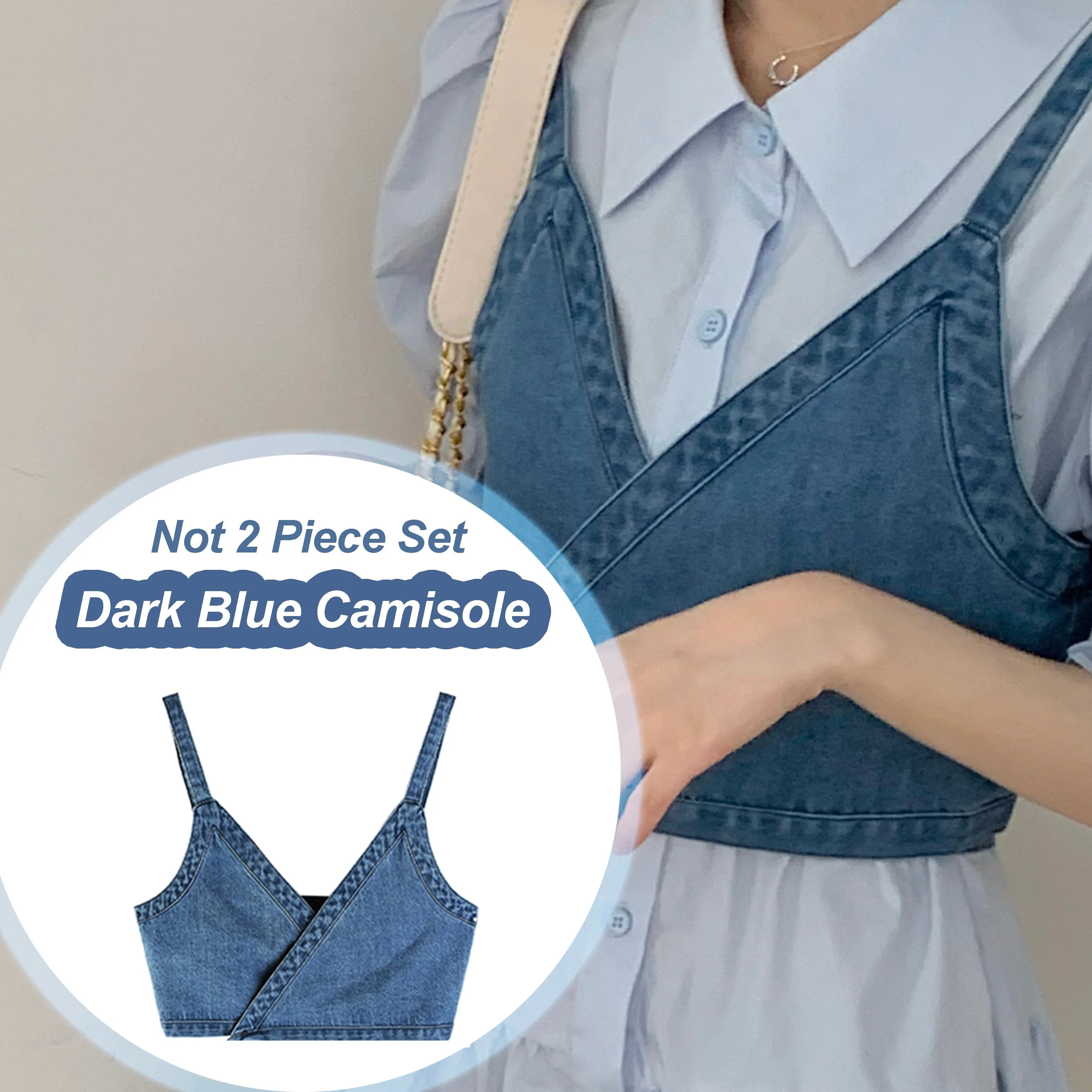 2 Piece Set Women Summer High Waist Dress Denim Camisole + Mini Dress Elegant Puff Sleeve A-line Dress Vintage Slim Dresses - Deanwangkt