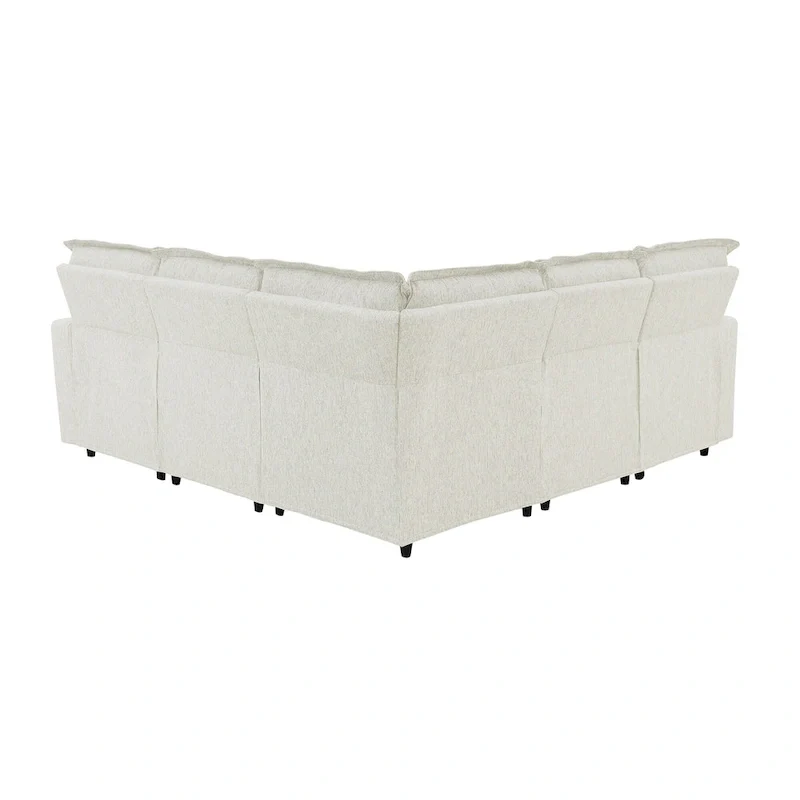 Linen L-Shaped Sectional Sofa with Power Recliners & USB