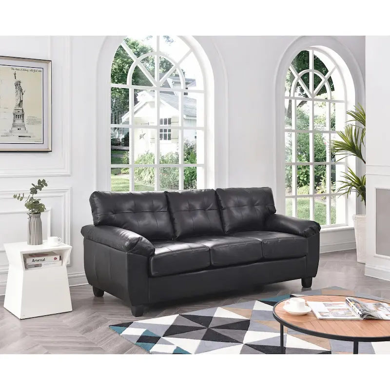 Gallant 78 in. W Flared Arm Faux Leather Straight Sofa - 33L x 78W x 35H