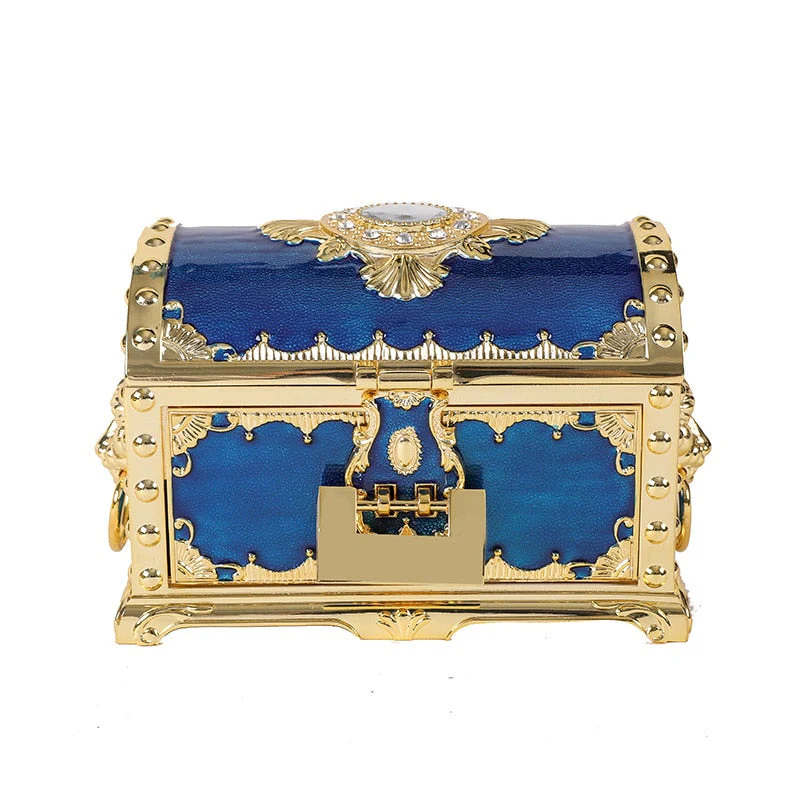 HULIANFU Luxury Golden Double Layers Jewelry Organizer Metal Storage Box Desk Makeup Organizers Box With Drawer Gift For Girl Friend.Z223 - Deanwangkt