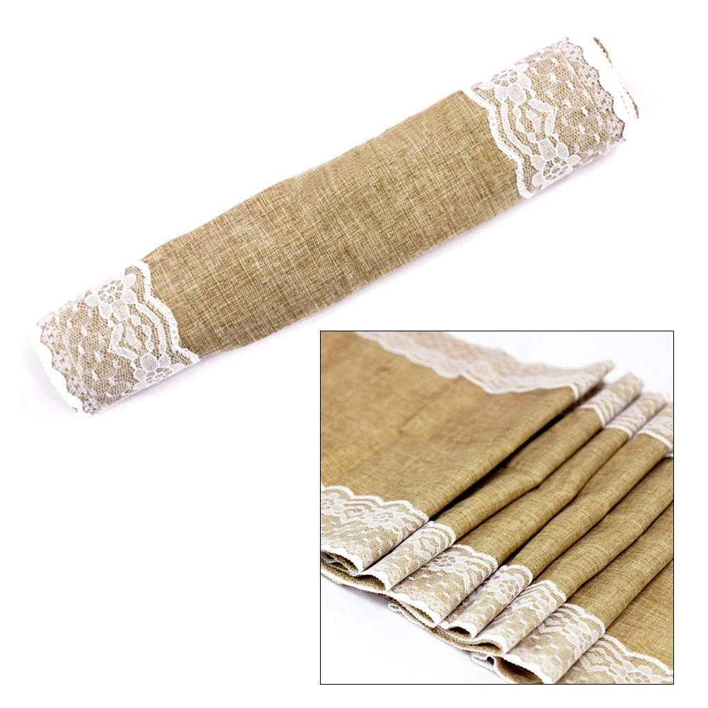 HULIANFU Rustic Burlap Lace Table Runner Natural Imitated Linen Tea Table Cover Table Runners for Wedding  Decor Christmas Birthday Party - Deanwangkt
