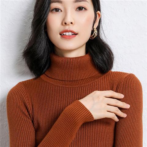 Women's Autumn Winter Turtleneck Pullovers Sweater Woman Primer Shirt Long Sleeve Short Slim-fit tight Jumper Top Solid - Deanwangkt